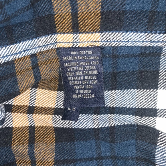 Rainforest Plaid Flannel Shirt Jacket  Corduroy Blue Orange Men's Size Medium‎ - Picture 9 of 10